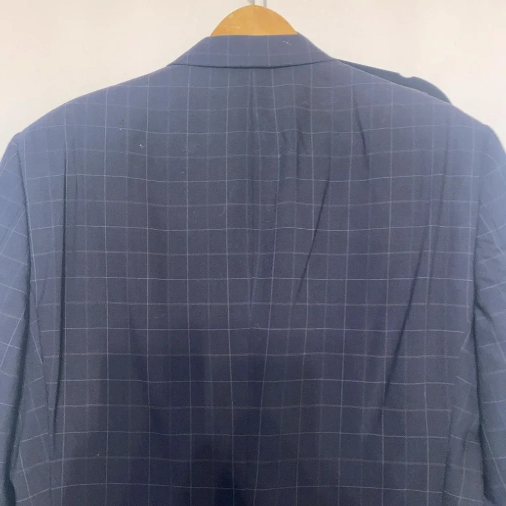 Vintage Tommy Hilfiger Suit Black Windowpane 2 Pc Pleated 90s Made USA 42R 33x29